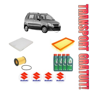 Set Pachet filtre revizie Bosch, 4 litrii ulei Castrol 10W40 SUZUKI WAGON R+ (MA) 1.2 (RB 412) din 2005-2008, 4x Stickere auto cu SUZUKI