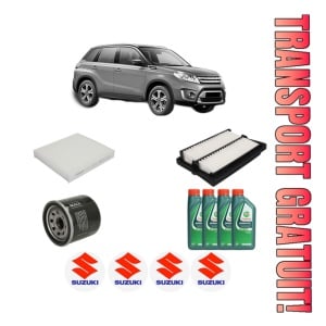 Set Pachet filtre revizie Bosch, 4 litrii ulei Castrol 10W40 SUZUKI VITARA (LY) 1.0 AllGrip (APK 310) din 2018, 4x Stickere auto cu SUZUKI