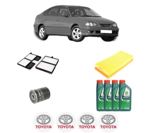 Set Pachet filtre revizie Bosch, 4 litrii ulei Castrol 10W40 TOYOTA AVENSIS Liftback (_T22_) 1.8 VVT-i (ZZT221_, ZZT221R) din 2000-2003, 4x Stickere auto cu TOYOTA - Img 2