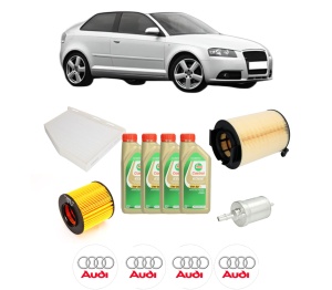 Set Pachet filtre revizie Bosch, 4 litrii ulei Castrol 5W30 AUDI A3 (8P1) 1.4 TFSI din 2007-2012, 4x Stickere auto cu AUDI - Img 2