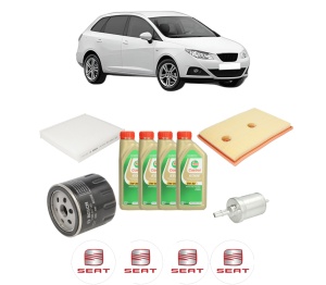 Set Pachet filtre revizie Bosch, 4 litrii ulei Castrol 5W30 SEAT IBIZA IV ST (6J8, 6P8) 1.4 TSI din 2013-2015, 4x Stickere auto cu SEAT - Img 2