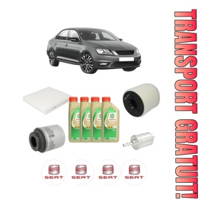Set Pachet filtre revizie Bosch, 4 litrii ulei Castrol 5W30 SEAT TOLEDO IV (KG3) 1.2 TSI din 2012-2015, 4x Stickere auto cu SEAT