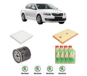 Set Pachet filtre revizie Bosch, 4 litrii ulei Castrol 5W30 SKODA Octavia III (5E3, NL3, NR3) 1.4 TSI din 2014-2020, 4x Stickere auto cu SKODA - Img 2