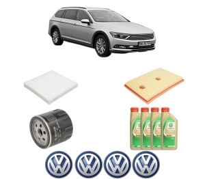 Set Pachet filtre revizie Bosch, 4 litrii ulei Castrol 5W30 Volkswagen PASSAT ALLTRACK B8 Variant (3G5, CB5) 1.4 TSI 4motion din 2015-2018, 4x Stickere auto cu Volkswagen - Img 2