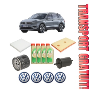 Set Pachet filtre revizie Bosch, 4 litrii ulei Castrol 5W30 Volkswagen TIGUAN ALLSPACE (BW2, BJ2) 1.4 TSI din 2017, 4x Stickere auto cu Volkswagen