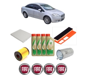 Set Pachet filtre revizie Bosch, 4 litrii ulei Castrol 5W40 FIAT LINEA (323_, 110_) 1.3 JTD Multijet (323AXB1A) din 2006, 4x Stickere auto cu FIAT - Img 2