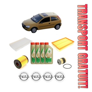 Set Pachet filtre revizie Bosch, 4 litrii ulei Castrol 5W40 OPEL CORSA C (X01) 1.3 CDTI (F08, F68) din 2003-2009, 4x Stickere auto cu OPEL