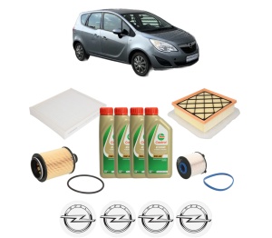 Set Pachet filtre revizie Bosch, 4 litrii ulei Castrol 5W40 OPEL MERIVA B VAN (S10) 1.3 CDTi (75) din 2013-2014, 4x Stickere auto cu OPEL - Img 2