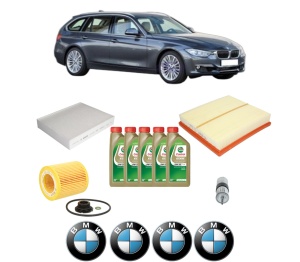 Set Pachet filtre revizie Bosch, 5 litrii ulei Castrol 0W20 BMW Seria 3 Touring (F31) 328 i din 2012-2015, 4x Stickere auto cu BMW - Img 2