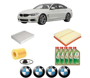 Set Pachet filtre revizie Bosch, 5 litrii ulei Castrol 0W20 BMW Seria 3 Gran Turismo (F34) 320 i xDrive din 2012-2016, 4x Stickere auto cu BMW - Img 2