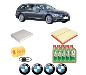 Set Pachet filtre revizie Bosch, 5 litrii ulei Castrol 0W20 BMW Seria 3 Touring (F31) 328 i xDrive din 2013-2016, 4x Stickere auto cu BMW - Img 2