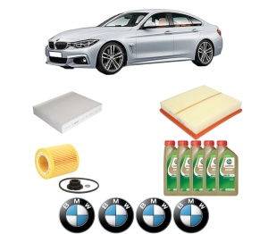 Set Pachet filtre revizie Bosch, 5 litrii ulei Castrol 0W20 BMW Seria 4 Gran Coupe (F36) 428 i xDrive din 2014-2016, 4x Stickere auto cu BMW - Img 2