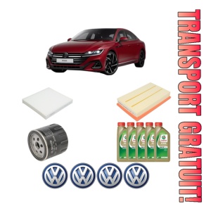 Set Pachet filtre revizie Bosch, 5 litrii ulei Castrol 0W20 Volkswagen ARTEON (3H7, 3H8) 1.5 TSI din 2017, 4x Stickere auto cu Volkswagen