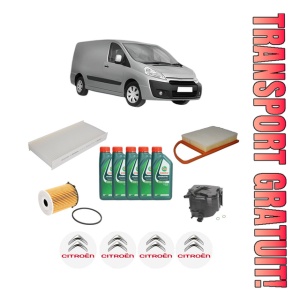 Set Pachet filtre revizie Bosch, 5 litrii ulei Castrol 10W40 CITROEN JUMPY II Van 1.6 HDi 90 8V din 2007-2016, 4x Stickere auto cu CITROEN