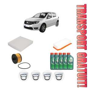 Set Pachet filtre revizie Bosch, 5 litrii ulei Castrol 10W40 DACIA SANDERO II TCe 90 (B8M1, B8MA, B8AC) din 2012, 4x Stickere auto cu DACIA