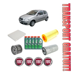 Set Pachet filtre revizie Bosch, 5 litrii ulei Castrol 10W40 FIAT PUNTO Hatchback Van (188_) 1.9 JTD din 2000-2009, 4x Stickere auto cu FIAT