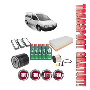 Set Pachet filtre revizie Bosch, 5 litrii ulei Castrol 10W40 FIAT SCUDO Bus (220_) 2.0 JTD din 2004-2006, 4x Stickere auto cu FIAT