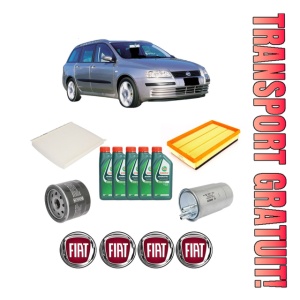 Set Pachet filtre revizie Bosch, 5 litrii ulei Castrol 10W40 FIAT STILO (192_) 1.9 D Multijet din 2005-2006, 4x Stickere auto cu FIAT