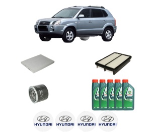Set Pachet filtre revizie Bosch, 5 litrii ulei Castrol 10W40 HYUNDAI TUCSON (JM) 2.7 All-wheel Drive din 2004-2010, 4x Stickere auto cu HYUNDAI - Img 2