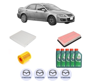 Set Pachet filtre revizie Bosch, 5 litrii ulei Castrol 10W40 MAZDA 6 Hatchback (GG) 1.8 din 2002-2007, 4x Stickere auto cu MAZDA - Img 2