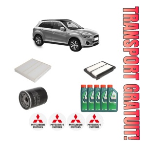 Set Pachet filtre revizie Bosch, 5 litrii ulei Castrol 10W40 MITSUBISHI ASX (GA_W_) 1.6 LPG din 2010, 4x Stickere auto cu MITSUBISHI