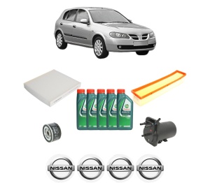 Set Pachet filtre revizie Bosch, 5 litrii ulei Castrol 10W40 NISSAN ALMERA II Hatchback (N16) 1.5 dCi din 2003-2006, 4x Stickere auto cu NISSAN - Img 2