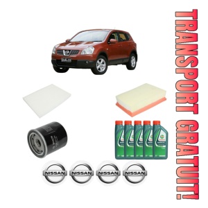 Set Pachet filtre revizie Bosch, 5 litrii ulei Castrol 10W40 NISSAN QASHQAI I (J10, NJ10) 1.6 LPG din 2010-2013, 4x Stickere auto cu NISSAN