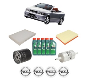 Set Pachet filtre revizie Bosch, 5 litrii ulei Castrol 10W40 OPEL ASTRA G Convertible (T98) 2.0 OPC (F67) din 2002-2005, 4x Stickere auto cu OPEL - Img 2