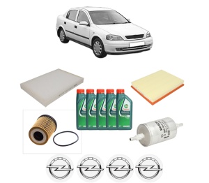 Set Pachet filtre revizie Bosch, 5 litrii ulei Castrol 10W40 OPEL ASTRA G Saloon (T98) 1.8 16V (F69) din 2000-2005, 4x Stickere auto cu OPEL - Img 2