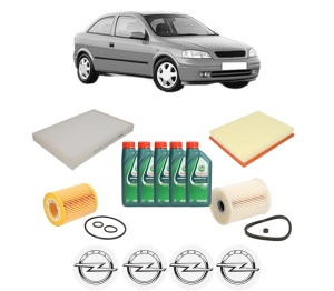 Set Pachet filtre revizie Bosch, 5 litrii ulei Castrol 10W40 OPEL ASTRA G Hatchback (T98) 1.7 DTI 16V (F08, F48) din 2000-2005, 4x Stickere auto cu OPEL - Img 2