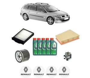 Set Pachet filtre revizie Bosch, 5 litrii ulei Castrol 10W40 RENAULT MEGANE II Estate (KM0/1_) 1.5 dCi (KM1F) din 2005-2009, 4x Stickere auto cu RENAULT - Img 2