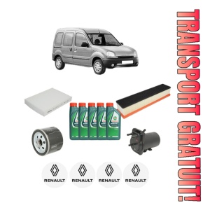 Set Pachet filtre revizie Bosch, 5 litrii ulei Castrol 10W40 RENAULT KANGOO (KC0/1_) 1.5 dCi din 2005, 4x Stickere auto cu RENAULT
