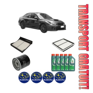 Set Pachet filtre revizie Bosch, 5 litrii ulei Castrol 10W40 SUBARU WRX Saloon (GJ) STi 2.5 AWD din 2014, 4x Stickere auto cu SUBARU