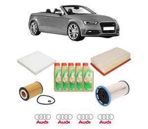 Set Pachet filtre revizie Bosch, 5 litrii ulei Castrol 5W30 AUDI A3 Convertible (8V7, 8VE) 1.6 TDI din 2014-2020, 4x Stickere auto cu AUDI - Img 2