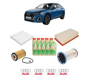 Set Pachet filtre revizie Bosch, 5 litrii ulei Castrol 5W30 AUDI Q3 Sportback (F3N) 40 TDI quattro din 2019, 4x Stickere auto cu AUDI - Img 2