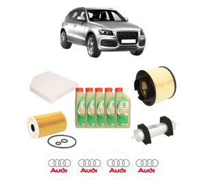 Set Pachet filtre revizie Bosch, 5 litrii ulei Castrol 5W30 AUDI Q5 (8RB) 2.0 TDI din 2013-2017, 4x Stickere auto cu AUDI - Img 2