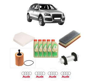 Set Pachet filtre revizie Bosch, 5 litrii ulei Castrol 5W30 AUDI Q5 Van (8RB) 2.0 TDI quattro din 2008-2012, 4x Stickere auto cu AUDI - Img 2