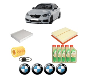 Set Pachet filtre revizie Bosch, 5 litrii ulei Castrol 5W30 BMW Seria 2 Coupe (F22, F87) 228 i din 2014-2016, 4x Stickere auto cu BMW - Img 2