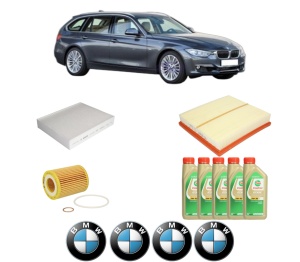 Set Pachet filtre revizie Bosch, 5 litrii ulei Castrol 5W30 BMW Seria 3 Touring (F31) 316 i din 2013-2015, 4x Stickere auto cu BMW - Img 2