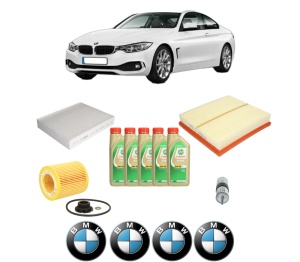 Set Pachet filtre revizie Bosch, 5 litrii ulei Castrol 5W30 BMW Seria 4 Coupe (F32, F82) 428 i din 2013-2017, 4x Stickere auto cu BMW - Img 2