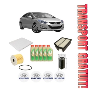 Set Pachet filtre revizie Bosch, 5 litrii ulei Castrol 5W30 HYUNDAI i40 I (VF) 1.6 CRDi din 2018-2019, 4x Stickere auto cu HYUNDAI
