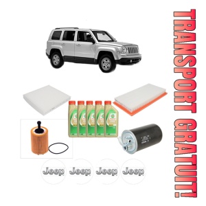 Set Pachet filtre revizie Bosch, 5 litrii ulei Castrol 5W30 JEEP PATRIOT (MK74) 2.0 CRD 4x4 din 2007-2017, 4x Stickere auto cu JEEP