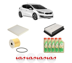 Set Pachet filtre revizie Bosch, 5 litrii ulei Castrol 5W30 KIA CEED (CD) 1.6 CRDi 136 din 2018, 4x Stickere auto cu KIA - Img 2