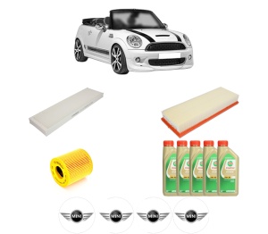 Set Pachet filtre revizie Bosch, 5 litrii ulei Castrol 5W30 MINI MINI Convertible (R57) One din 2009-2015, 4x Stickere auto cu MINI - Img 2