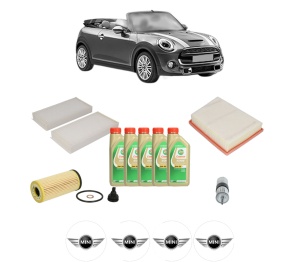 Set Pachet filtre revizie Bosch, 5 litrii ulei Castrol 5W30 MINI MINI Convertible (F57) Cooper din 2015, 4x Stickere auto cu MINI - Img 2