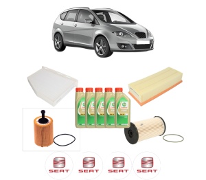 Set Pachet filtre revizie Bosch, 5 litrii ulei Castrol 5W30 SEAT ALTEA XL (5P5, 5P8) 2.0 TDI din 2006-2010, 4x Stickere auto cu SEAT - Img 2