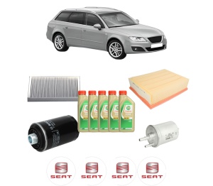 Set Pachet filtre revizie Bosch, 5 litrii ulei Castrol 5W30 SEAT EXEO ST (3R5) 1.8 TSI din 2010-2013, 4x Stickere auto cu SEAT - Img 2