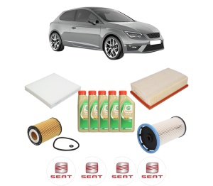 Set Pachet filtre revizie Bosch, 5 litrii ulei Castrol 5W30 SEAT LEON SC (5F5) 1.6 TDI din 2013-2018, 4x Stickere auto cu SEAT - Img 2
