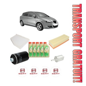 Set Pachet filtre revizie Bosch, 5 litrii ulei Castrol 5W30 SEAT TOLEDO III (5P2) 1.8 TFSI din 2007-2009, 4x Stickere auto cu SEAT
