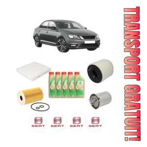 Set Pachet filtre revizie Bosch, 5 litrii ulei Castrol 5W30 SEAT TOLEDO IV (KG3) 1.6 TDI din 2013-2015, 4x Stickere auto cu SEAT